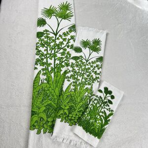 Leshner Vintage Bath towel sets The Water Works Hand Washcloth Green Plants USA